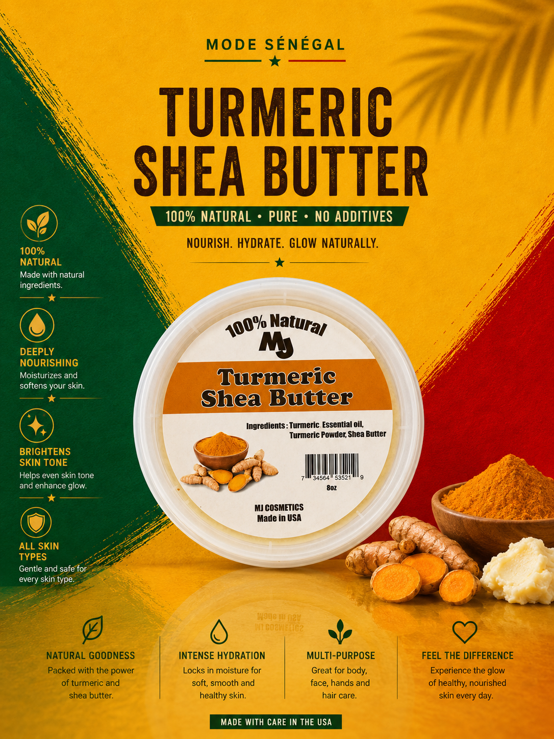 Turmeric Shea Butter — 100% Natural (8oz) | MØDE Senegal
