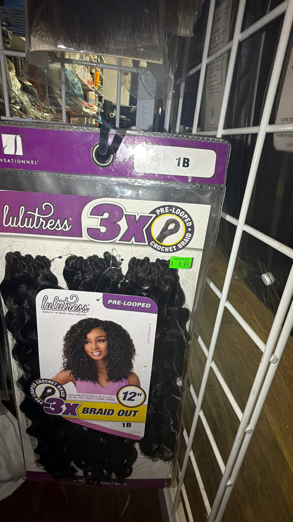 Lulutress 3X Pre-Looped Crochet Braid — 12” Braid Out, 1B