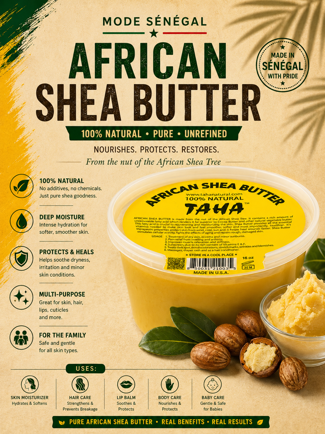 African Shea Butter — 100% Natural, Pure & Unrefined (16oz)