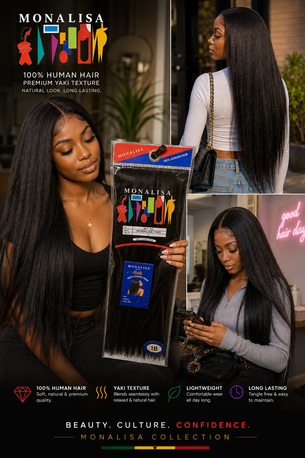 Monalisa 100% Human Hair — Yaki Texture, 1