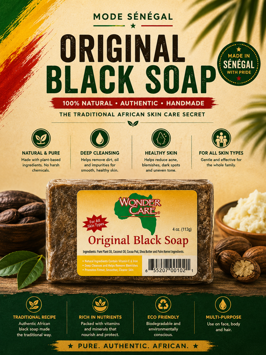 Original Black Soap — 100% Natural, Handmade (4oz)