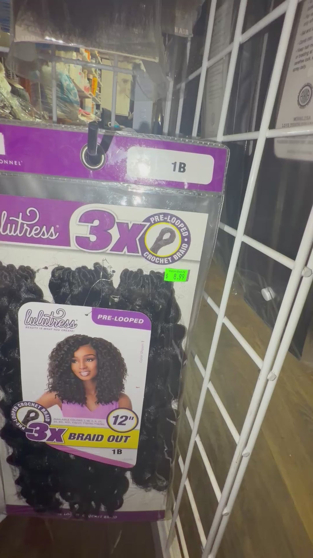 Lulutress 3X Pre-Looped Crochet Braid — 12” Braid Out, 1B